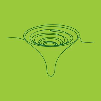 minimalista línea dibujo de un tornado o con concéntrico círculos en un vibrante verde vector