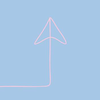 Minimalist neon arrow pointing upward on a soft blue emphasizing direction and simplicity vector