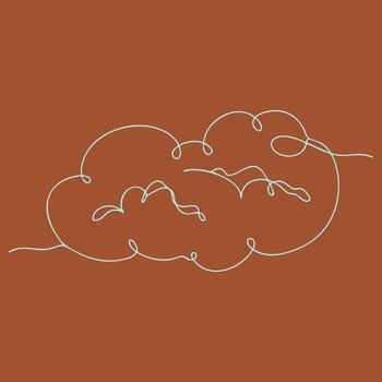 Minimalist line art of a cloud on a solid brown emphasizing simplicity and abstract design vector