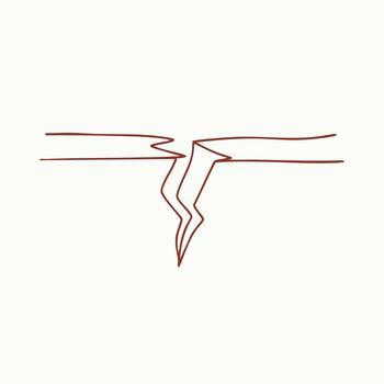 Minimalist crack line representing geological fault or fracture in a clean, simple style with a neutral vector