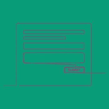 Minimalistic outline of a digital form with input fields and a submit button on a solid vector