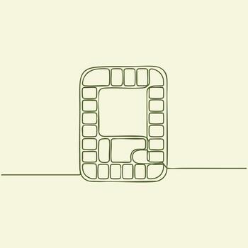 minimalista línea dibujo de un rectangular objeto con redondeado rincones y interno compartimentos en un ligero vector