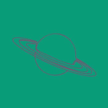 Minimalist Line Art of a Planet with Rings on a Solid , Modern Abstract Design for Space or Astronomy Themes vector