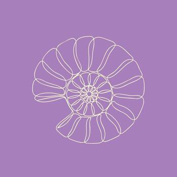 Minimalist Line Art of a Nautilus Shell on a Soft Purple with Elegant Curves and Symmetry vector