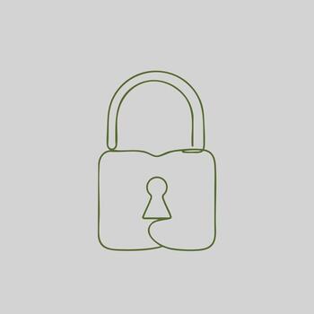 Minimalist Line Drawing of a Lock with a Keyhole on a Light Gray vector