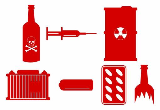 Vectorr graphics set of hazardous and toxic waste classification symbols, vector