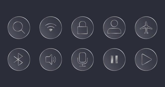 Minimalist Circular UI Icons on Dark Background vector