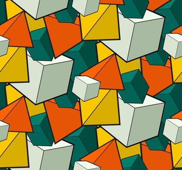 sin costura modelo con cubitos y pirámides vector