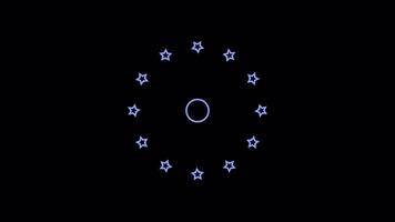 estrella triángulo explosión geométrico modelo animación con brillante estrellas y círculos en alfa canal. vistoso formas en circular formación dinámica geométrico Arte con giratorio estrellas, puntos, triangulos video