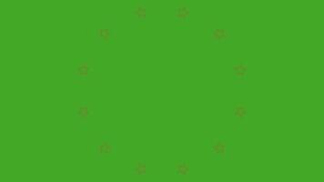 star explosion animation featuring rotating rings on Green screen. Animated star pattern with red and white stars forming circular designs overlay. glowing stars in circular formations motion video
