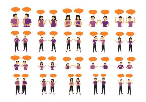 Animated characters talking in speech bubbles vector