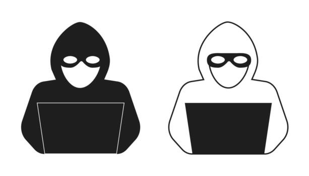 Incognito set anonymous character silhouette icon, hacker or scammer with hidden face, villain. Thief, criminal, robber simple sign. vector