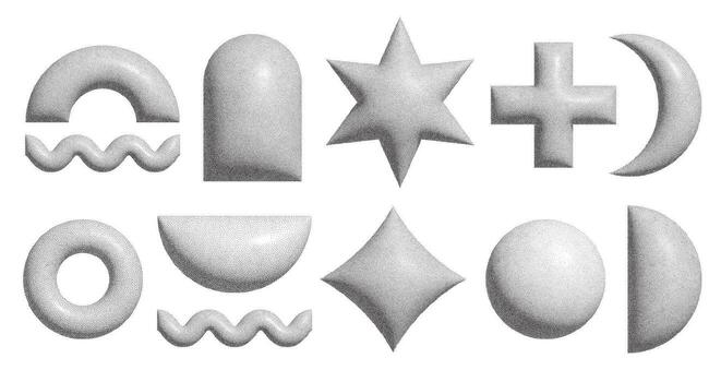 futurista 3d trama de semitonos formas para negrita resumen diseño vector