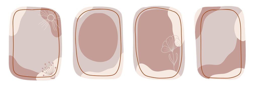 Frames with Minimal Botanical Line Art vector