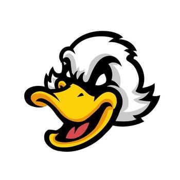 Aggressive Duck Mascot Head with Open Beak and Fierce Eyes vector