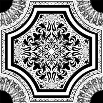 Damask seamless art pattern element on black colour vector