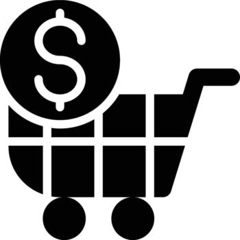 variable costo, costo, adquisitivo glifo sólido icono vector