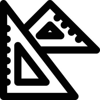 conjunto cuadrado, triángulo, medición contorno icono vector