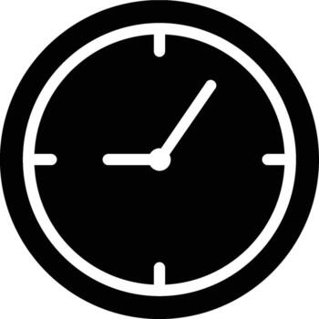 reloj, tiempo, pared reloj glifo sólido icono vector