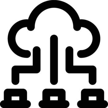 nube informática, nube plataforma, saas contorno icono vector