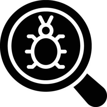 depurar, depuración, error glifo sólido icono vector