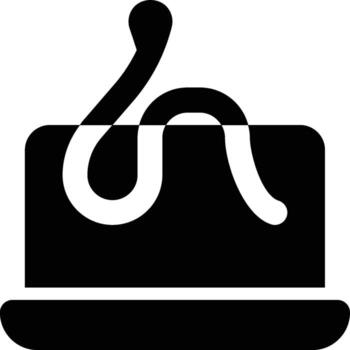 computadora gusano, virus, malware glifo sólido icono vector