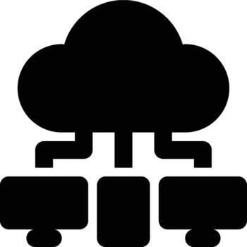 nube informática, nube plataforma, saas glifo sólido icono vector