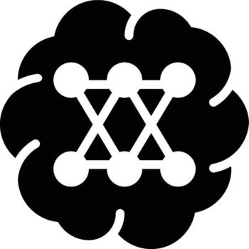 profundo aprendiendo, artificial inteligencia, cerebro glifo sólido icono vector