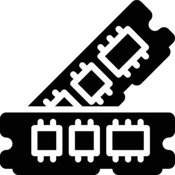 RAM, aleatorio acceso, memoria glifo sólido icono vector