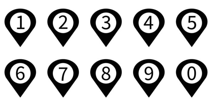 Number buttons icon. Black buttons number with location concept isolated on white background, design elements. Simple number illustration. vector