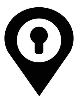 Keyhole icon. Silhouette of keyhole icon with location symbol. Keyhole icon isolated on white background. Door, lock, key flat simple stylish symbol. Simple illustration. EPS 10 vector