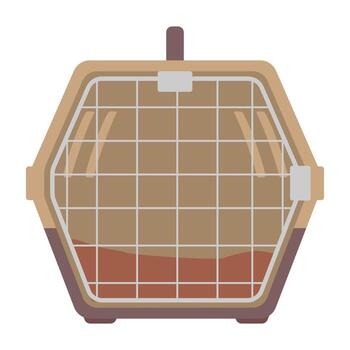 Pet carrier with grid front view. vector