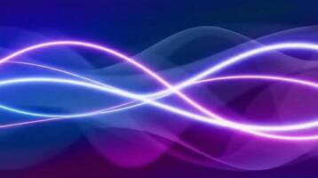 astratto animazione di morbido rosa e blu leggero onde. intersecante, fluente Linee con etereo splendore su nero sfondo. video