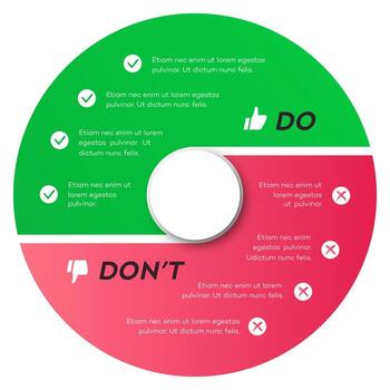 Circle chart infographic template do dont modern style for presentation vector