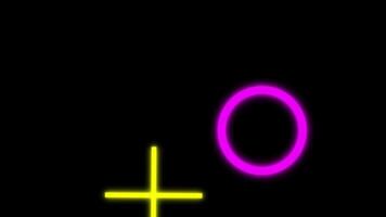 in movimento animazione con cerchio, attraverso, piazza e triangolo forme con raggiante neon luci video