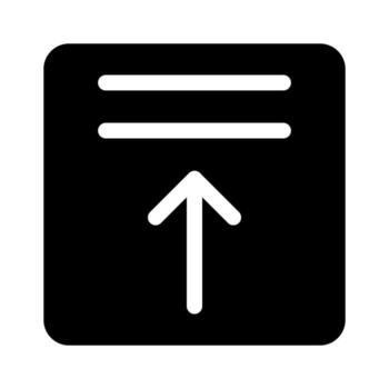 A filled symbol indicating the upload of files or data transfer out of a device. vector