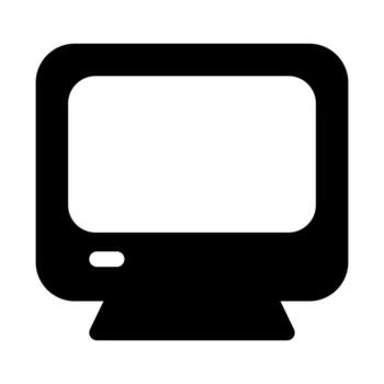 A solid icon representing a complete desktop computer setup with tower and monitor. vector