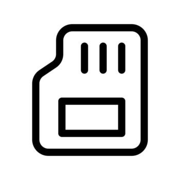 An outline symbol of an SD or micro memory card for camera storage. vector