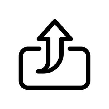 An outline symbol of an arrow pointing outward, symbolizing exit or export. vector
