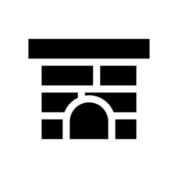 A solid-style icon of a vertical channel that conveys smoke and gases outside a building. vector