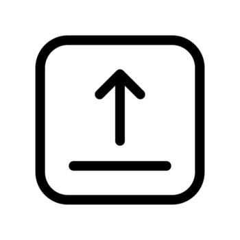 An outline icon of a cloud with an up arrow for online file upload or backup. vector