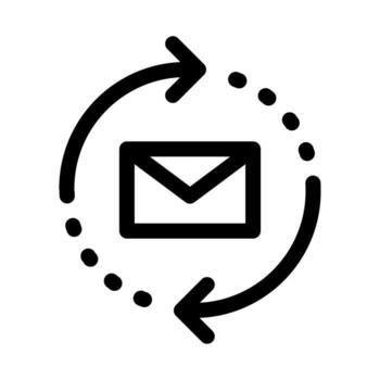 A simple line icon showing an envelope with an outgoing arrow, symbolizing email send functionality. vector
