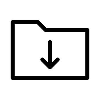 An outline symbol of a folder with a down arrow, representing a full folder download. vector