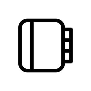 A line icon of a person's profile with a book, symbolizing a reader, student, or user book library. vector