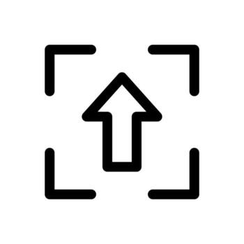 un lineal gráfico combinatorio un saltando caja y un flecha para escanear subir o transmisión. vector