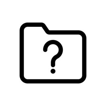 A linear icon of a file folder with a question mark, used for document folder ask or retrieval inquiry. vector