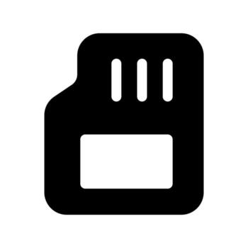 A solid symbol of an SD or micro memory card for camera storage. vector