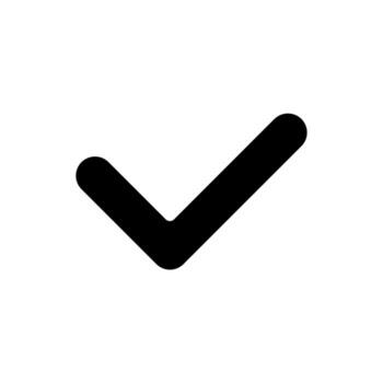 A clean filled Checkmark icon symbolizing approval completion or validation. vector