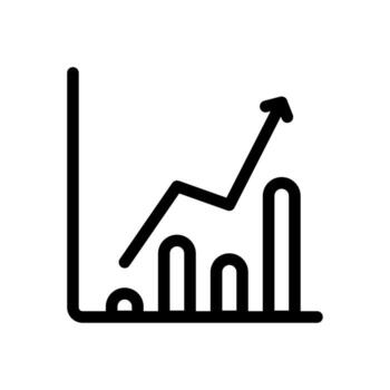 A simple line graph showing positive growth and an upward movement in metrics. vector
