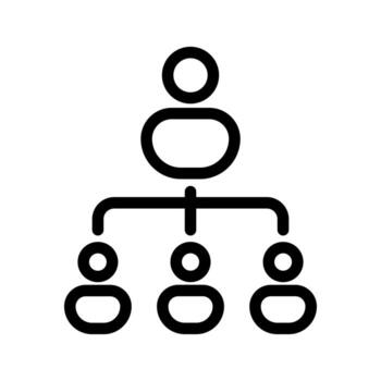 A linear graphic showing the hierarchical arrangement of a team structure or reporting lines. vector